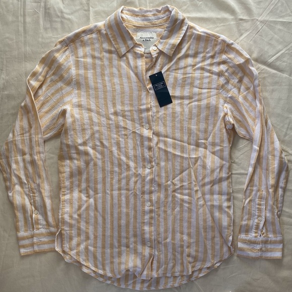 Abercrombie & Fitch Tops - NWT Abercrombie and Fitch Yellow Stripe Linen Button Down